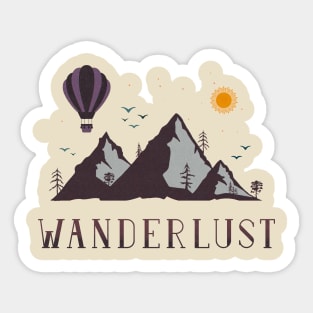 Wanderlust Outdoor Mountain Scene Hot Air Balloon Sticker